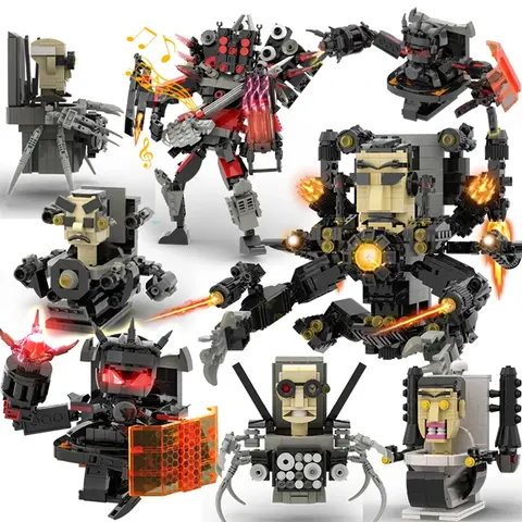 Moc Skibidi Toilet Builing Blocks Toy Titan Clock Man 2.0 Drill Man Titan TVMan Camerman Speakerman for Kids Boys Birthday Gifts