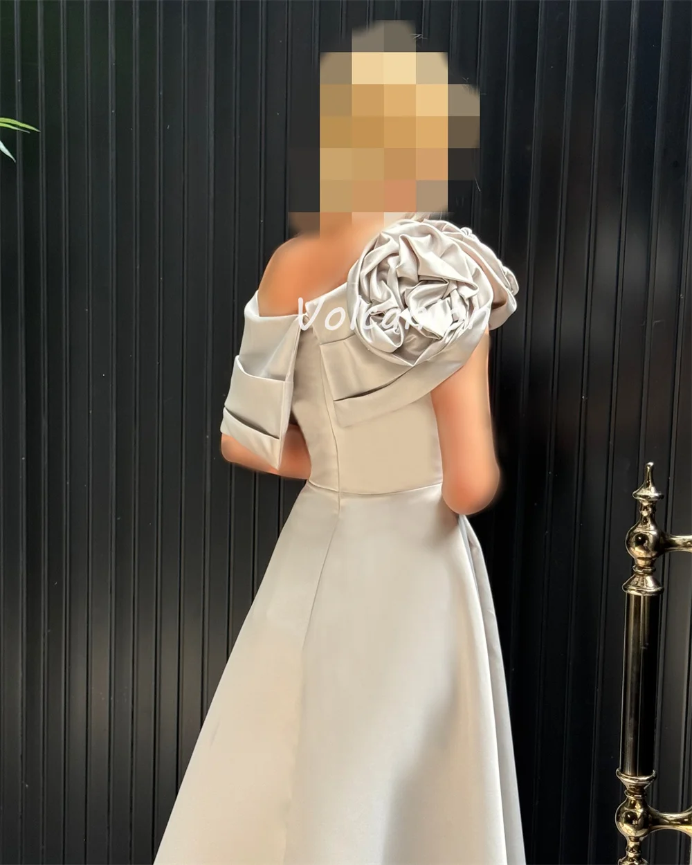 Customized Modern Style Fashion Charmeuse Handmade Flower Draped A-line Off-the-shoulder Long Dresses Bespoke Occasion Dresses