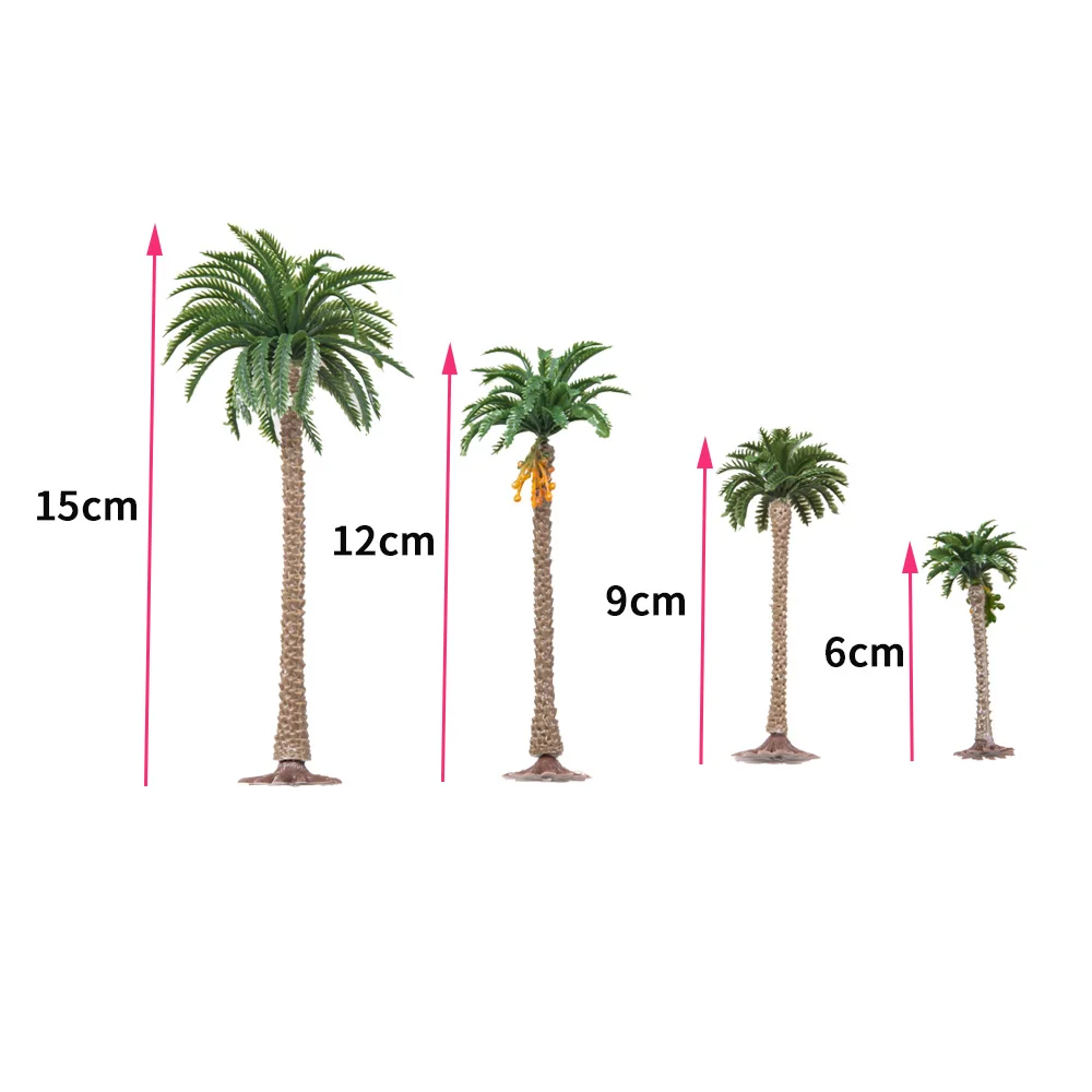 Height 6-15cm Coconut Palm Tree Model DIY Park Rainforest Train Railroad Decoration Building Landscape Miniature Tree 5Pcs