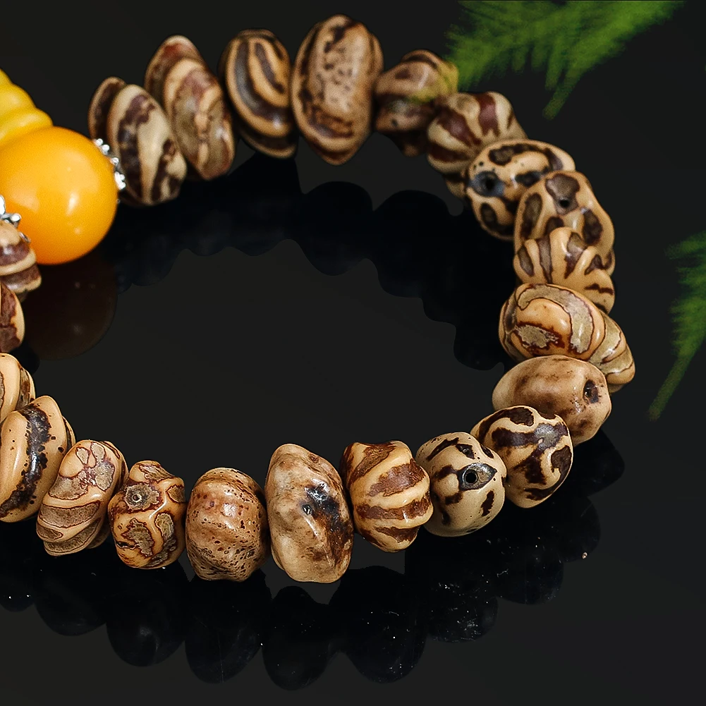 Buddhism Meditation Linden Bodhi Seed Irregular Spacer Bead Rosary Bracelet Mascot Amulet Healing Bangle Men Women Wrist Jewelry