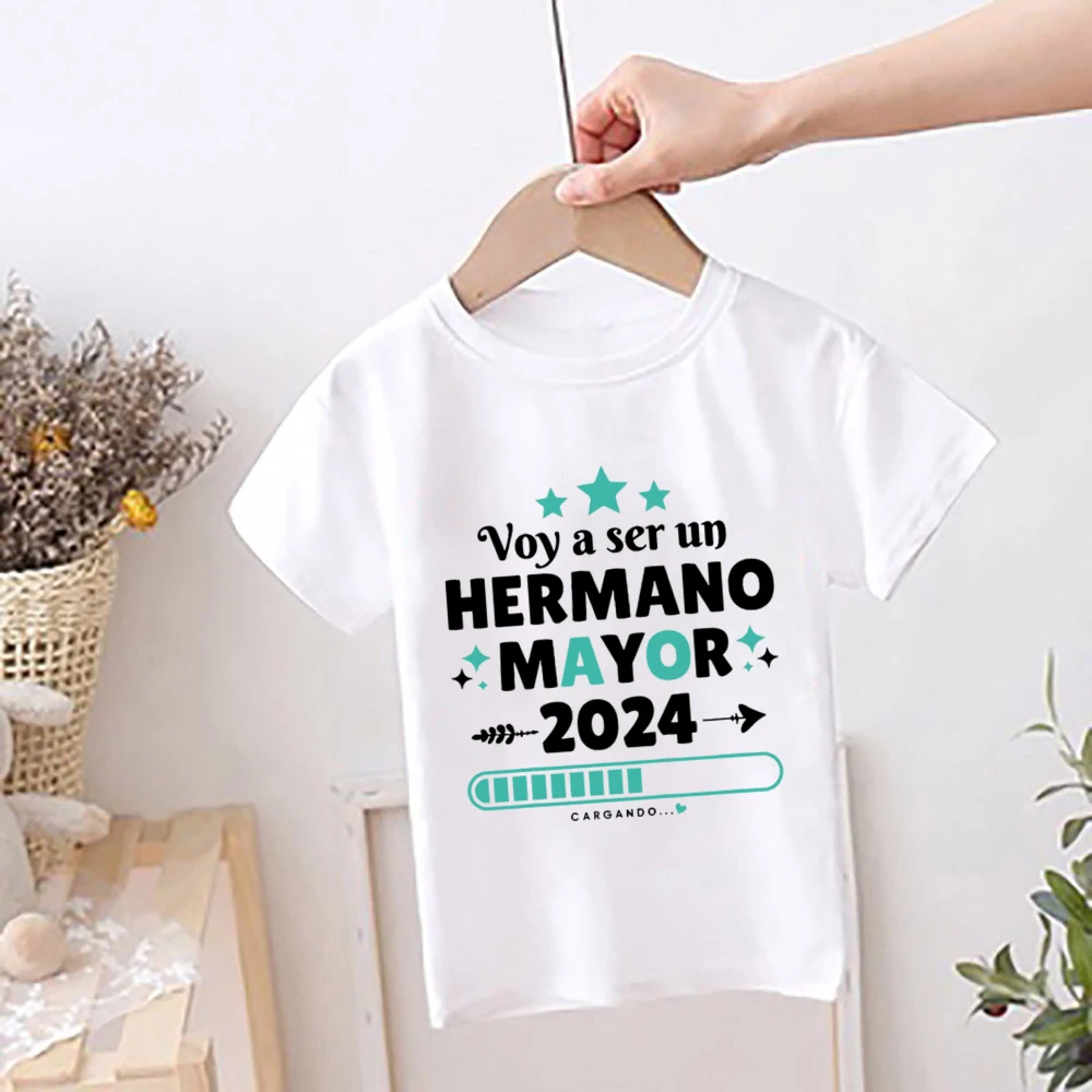 Camisa espanhola para crianças, anúncio de gravidez, camiseta do Big Brother, camiseta de manga curta, eu me tornarei o melhor irmão, tops de meninos