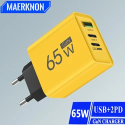 65W GaN Charger USB C PD Type C Quick Charge Mobile Phone Fast Charging Wall Adapter for iPhone 15 Xiaomi 14 Huawei 60 Portable