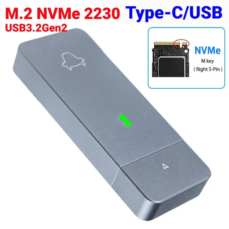 M.2 NVMe 2230 SSD الضميمة USB C محول M & B مفتاح USB3.2 Gen2 صندوق القرص الصلب الخارجي متوافق مع 2230 M.2 SSD