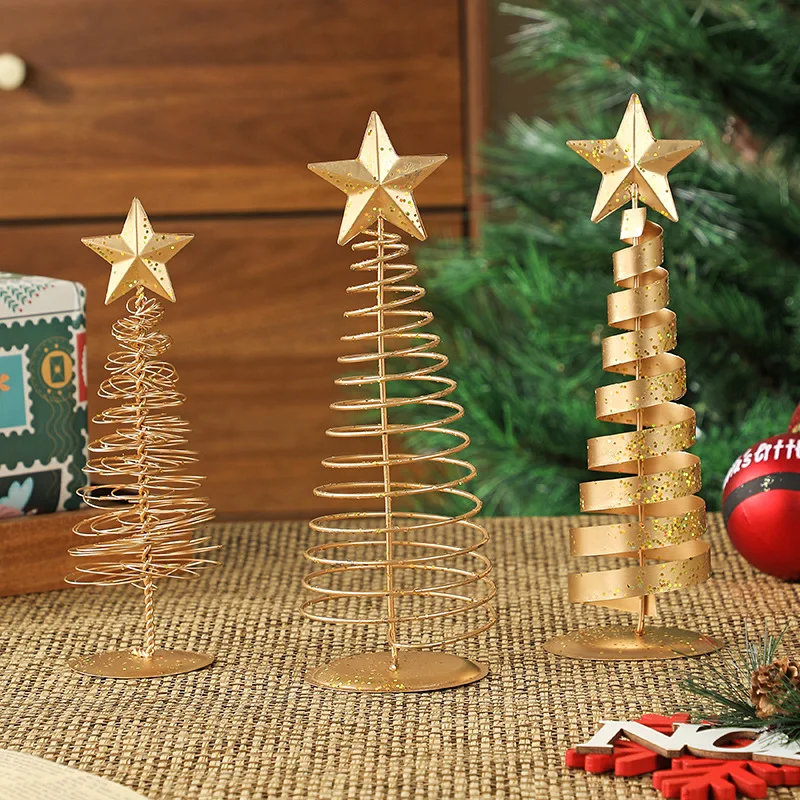 New Vintage Wire Tree Christmas Star Wire Tree Christmas Kitchen Table Decoration Home Decor Craft Three-piece Set