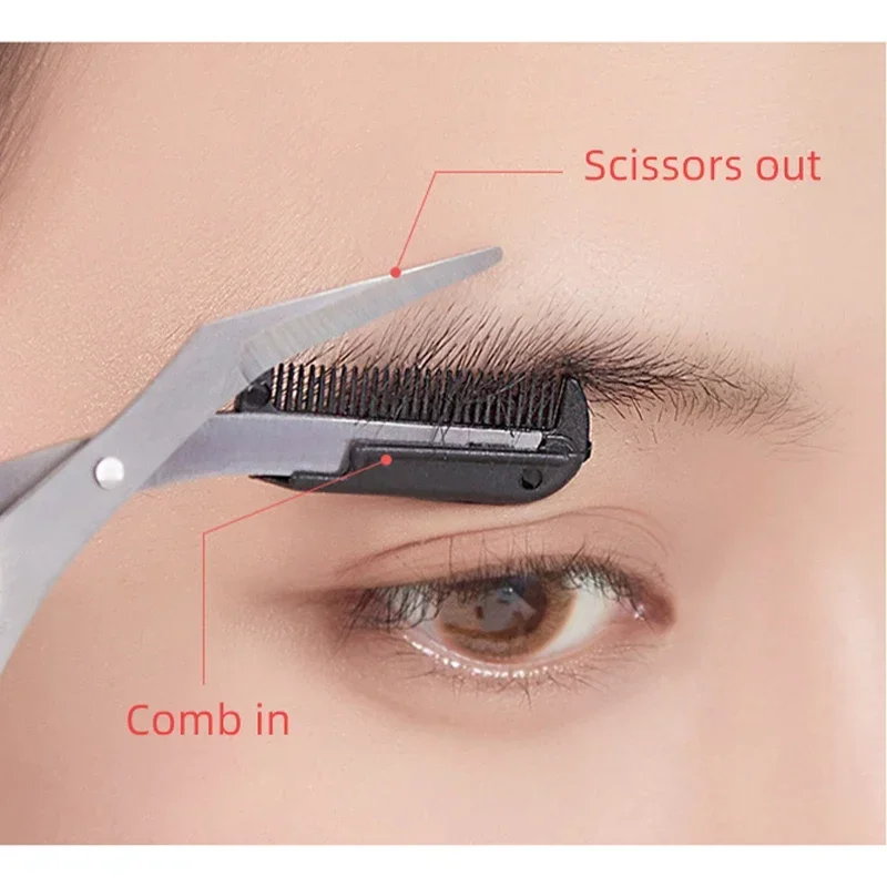 Heallor Eyebrow Trimmer Scissor with Comb Facial Hair Removal Makeup Tool Grooming Shaping Shaver Cosmetic Accessory Eyelash Hai