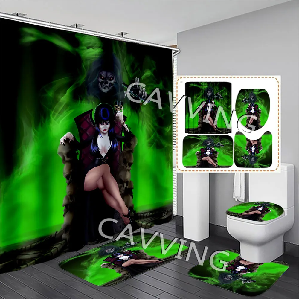 E-Elvira Mistress  3D Printed  Shower Curtains Waterproof Bathroom Curtain Anti-slip Bath Mat Set Toilet Rugs Carpets   F05