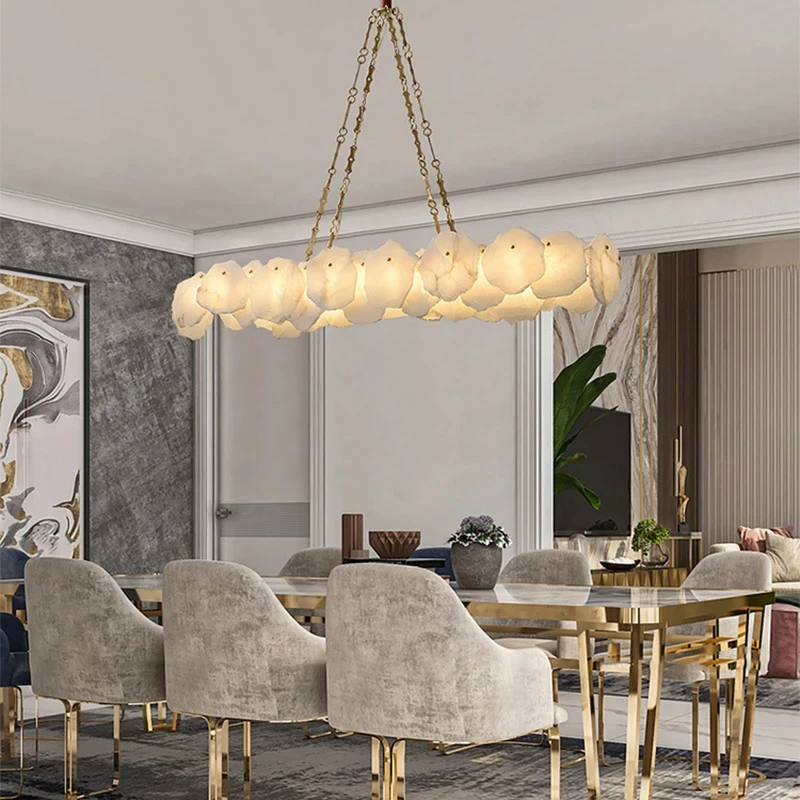 

Modern natural marble dining room, living room, LED chandelier, luxury home decoration lighting fixtures YX362TB