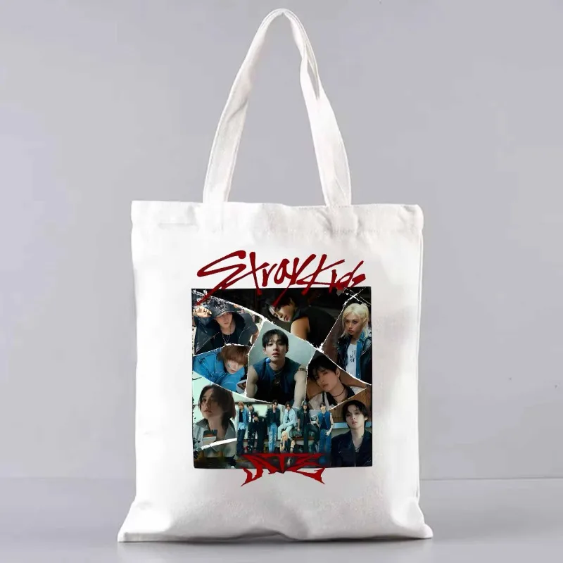 2pc Retro Stray Kids ATE Album Graphic Tote Bag Stray ChkChkBoom Canvas Bag Stray Kids Kpop Fashion Shoulder Bag Women Tote Bag