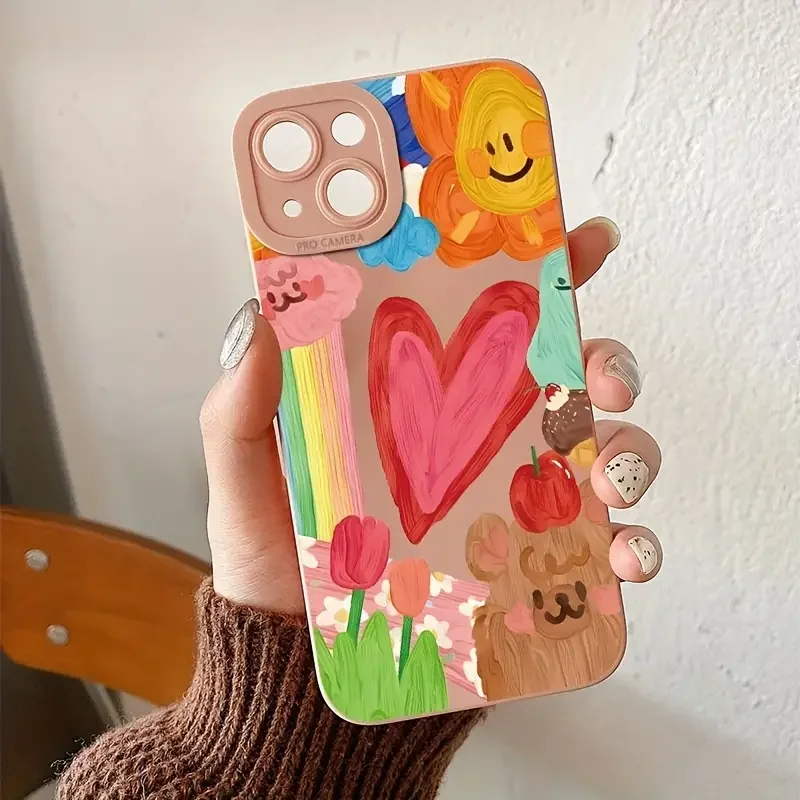 Love Flower Bear Rainbow Heart Pattern Case For Samsung Galaxy S24 S23 Ultra S22 Plus S21 FE A35 A55 A34 A54 A33 A53 A52S Cover