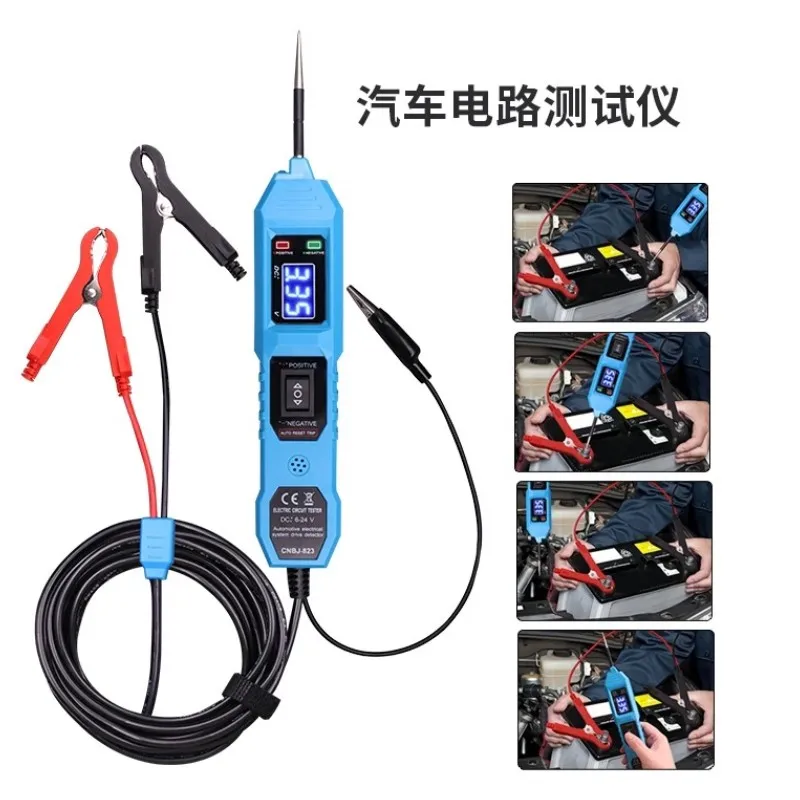 

Универсальный тестер автомобильных электрических цепей 6 В-48 В, тестер автомобильной электрической системы, комплект зондов напряжения, светодиодный цифровой дисплей