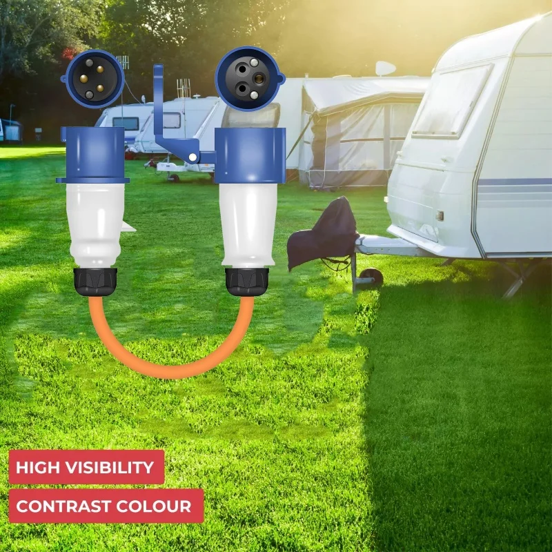 

1PC Caravan Accessories Reverse Polarity Adapter Mains Hook Up 16A Reversed Caravan Camping Outdoors Plug Cable Connector
