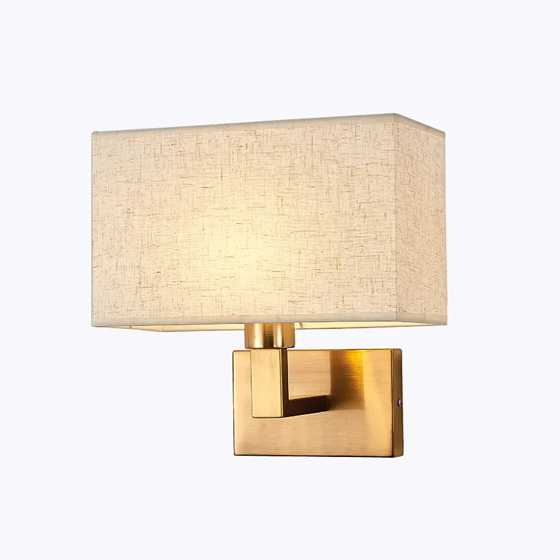 Lámpara de pared con pantalla de tela, luz LED E27 con focos, candelabros de pared dorados y negros, iluminación interior, decoración de dormitorio