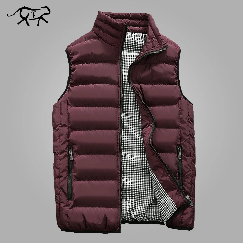 Autumn Vest Men Fashion Stand Collar Men\'s Sleeveless Jackets Casual Slim Cotton Pad Coats Man Winter Waistcoats West Clothing