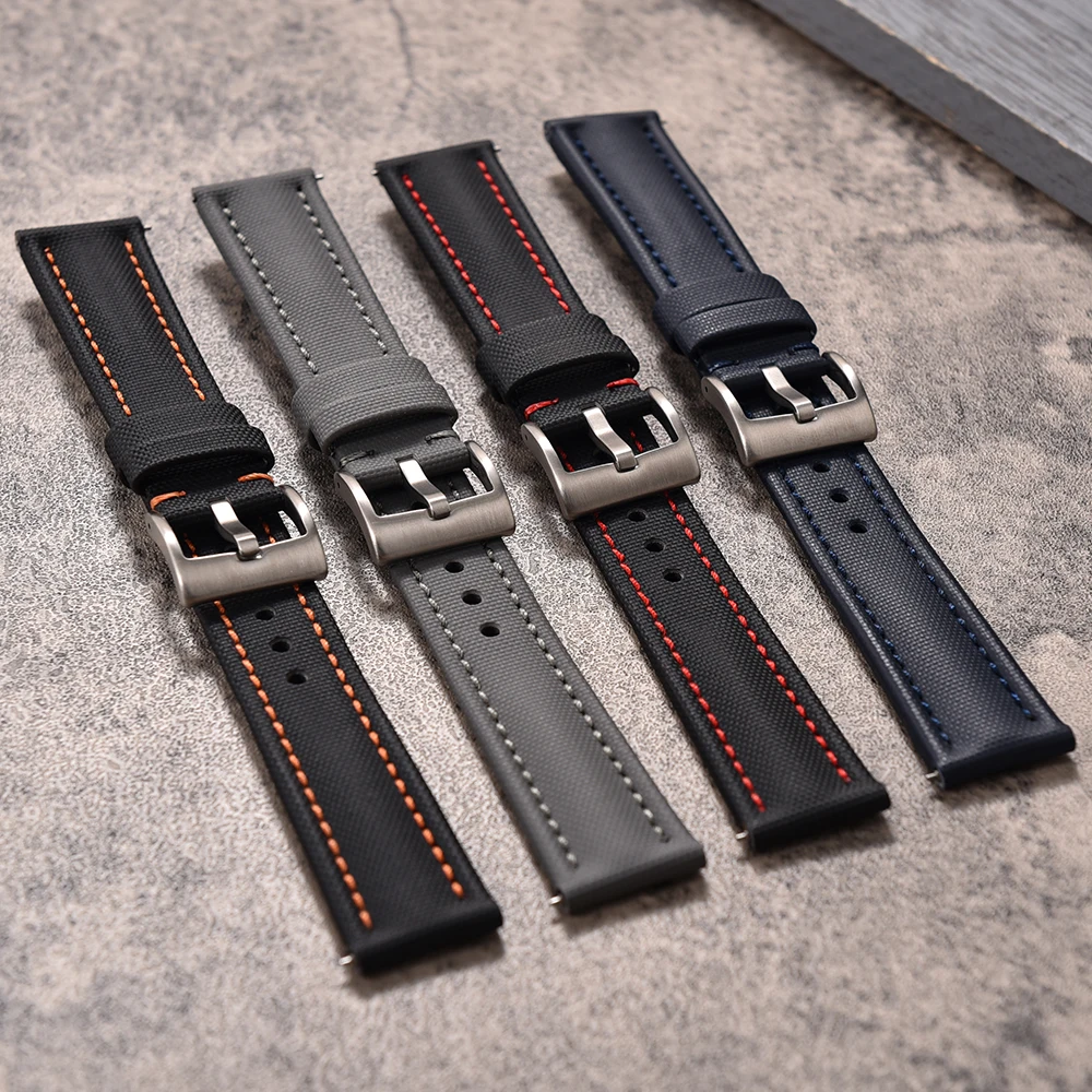 العالمي Sailcloth حزام (استيك) ساعة 18 مللي متر 20mm22mm Sailcloth حزام من الجلد Qucik الإصدار سوار إكسسوارات لأوميغا لحزام Seiko