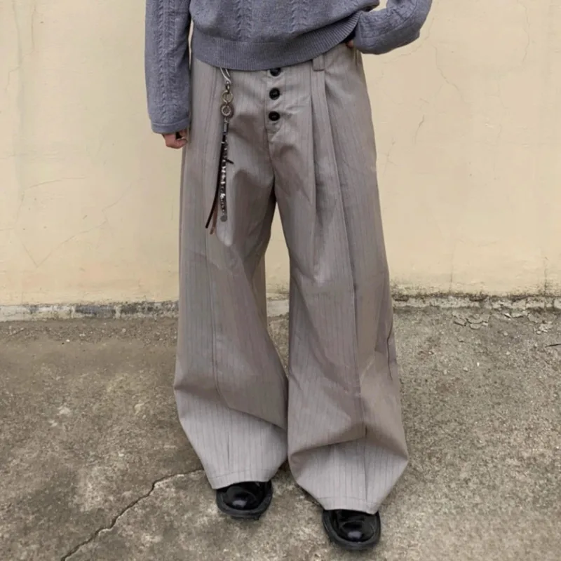 WVGA ربيع الخريف جديد الرجال المد النمط الأمريكي ألف خط مطوي مخطط المتخصصة شيك عادية مستقيم دعوى السراويل واسعة الساق Ins W17290