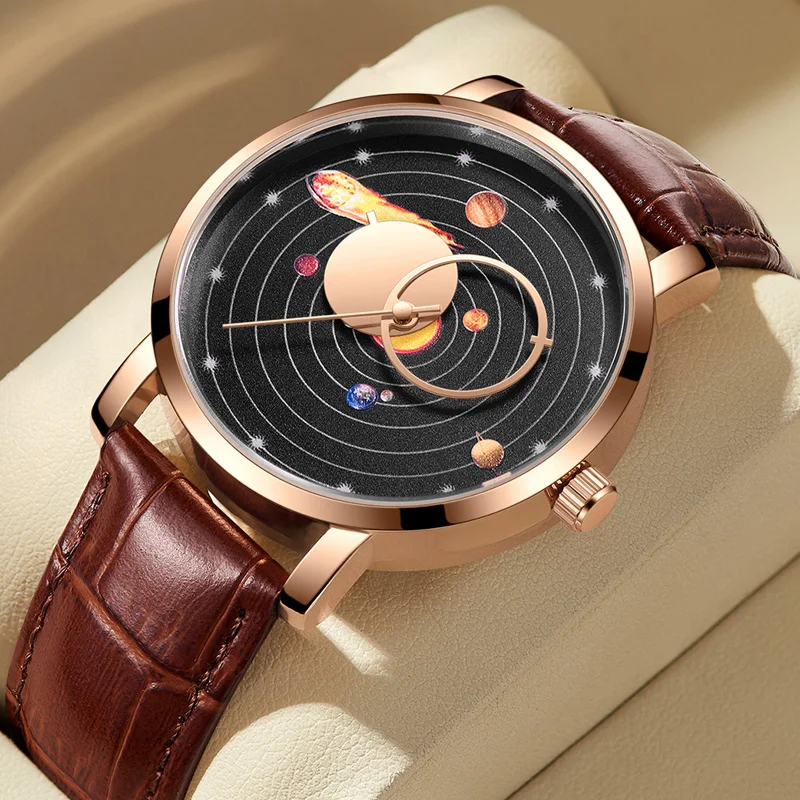 2023 orologi da uomo Fashion Milky Way Planet Creative Earth orologio da polso al quarzo orologio sportivo in pelle per uomo orologio Relogio