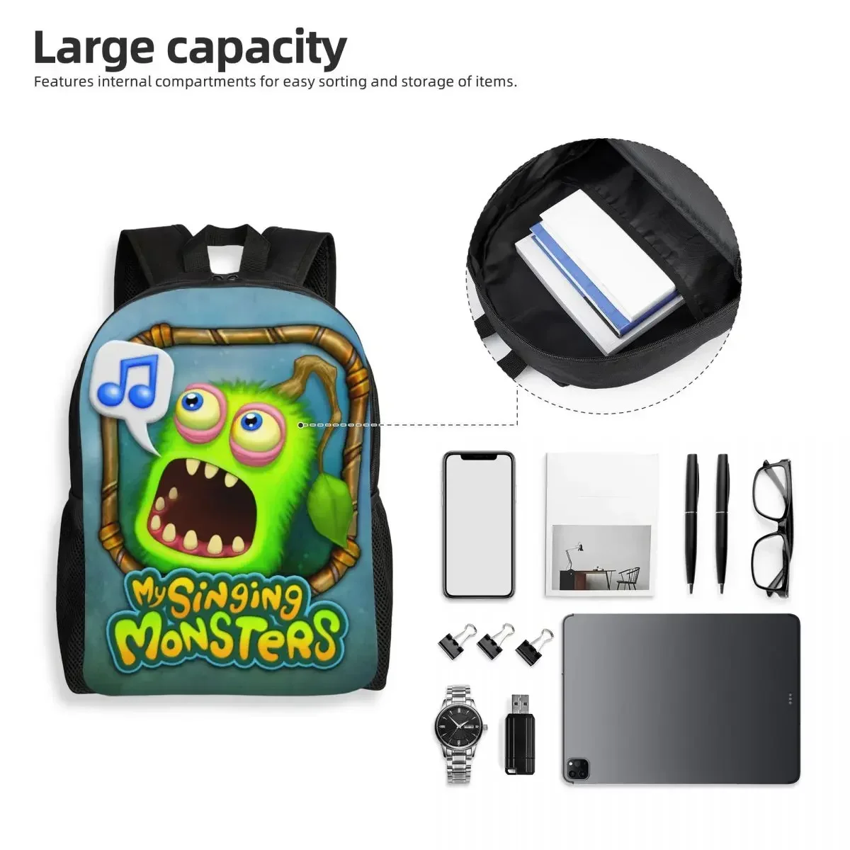 Custom My Singing Monsters Backpack for Men Women Waterproof College School Cartoon Anime Game Bag Printing Bookbags