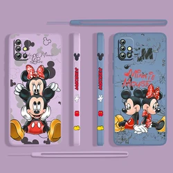 Mickey Minnie Cute For Samsung Galaxy A73 A53 A33 A52 A32 A22 A71 A51 A21S A03S A50 4G 5G Liquid Left Rope Phone Case Cover