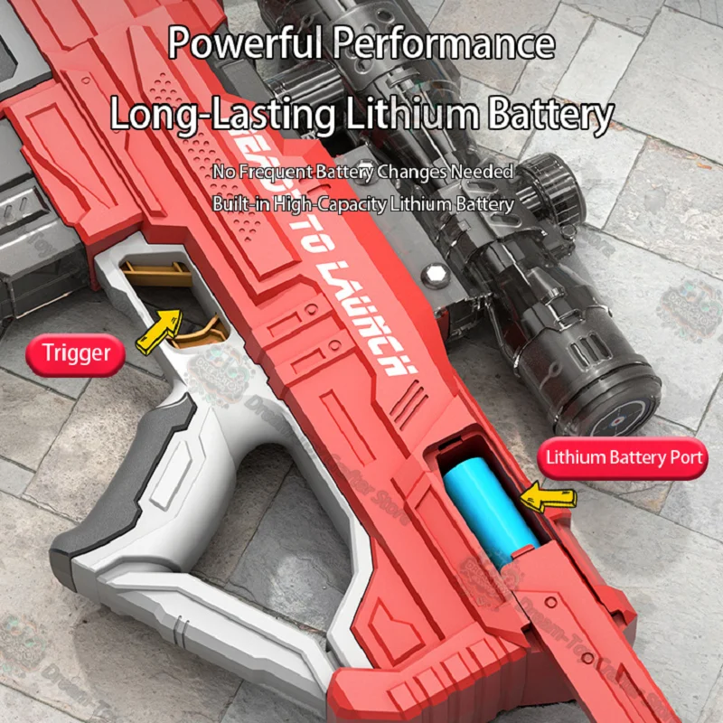 Pistola ad acqua elettrica giocattolo per ragazzi Aspirazione automatica Blaster ad alta pressione Illumina Soaker all'aperto Spruzzi di tiro Bambini Giocano a regalo