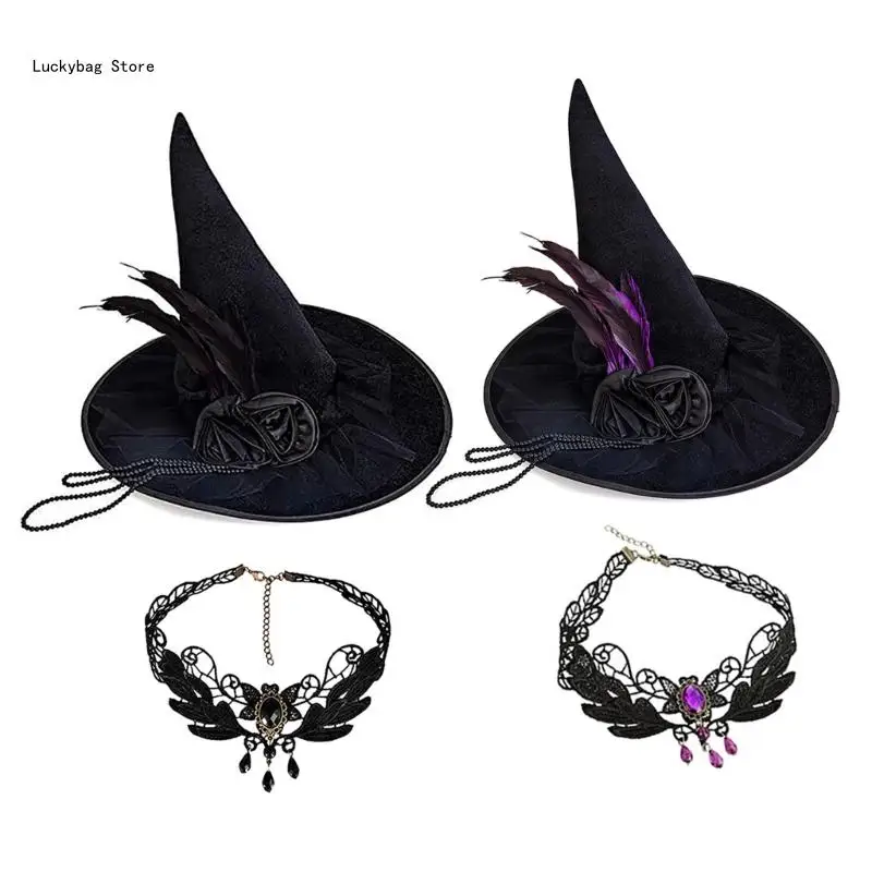 

Soft Fashionable Hat Necklace Gothicism Witch Costume Hat Outdoor Activity