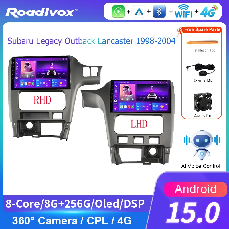 AI VOICE Android Car Radio Multimedia player for Subaru Legacy Outback Lancaster 1998-2004 GPS Navigation Stereo Screen Video