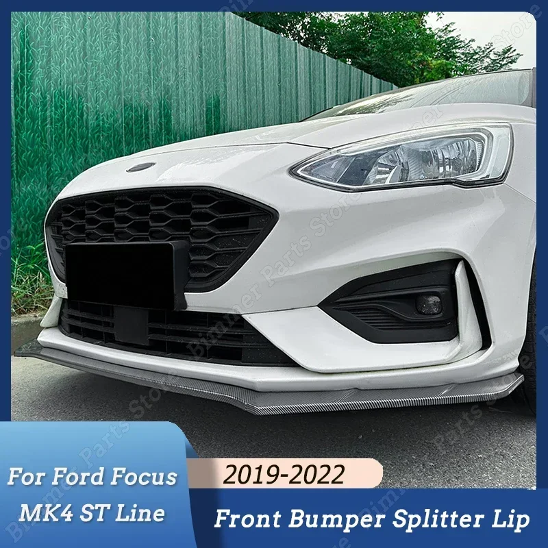 Car Front Bumper Lip Canards Splitter Spoiler Gloss Black Tuning Body Kits ABS For Ford Focus MK4 ST Line 2019 2020 2021 2022