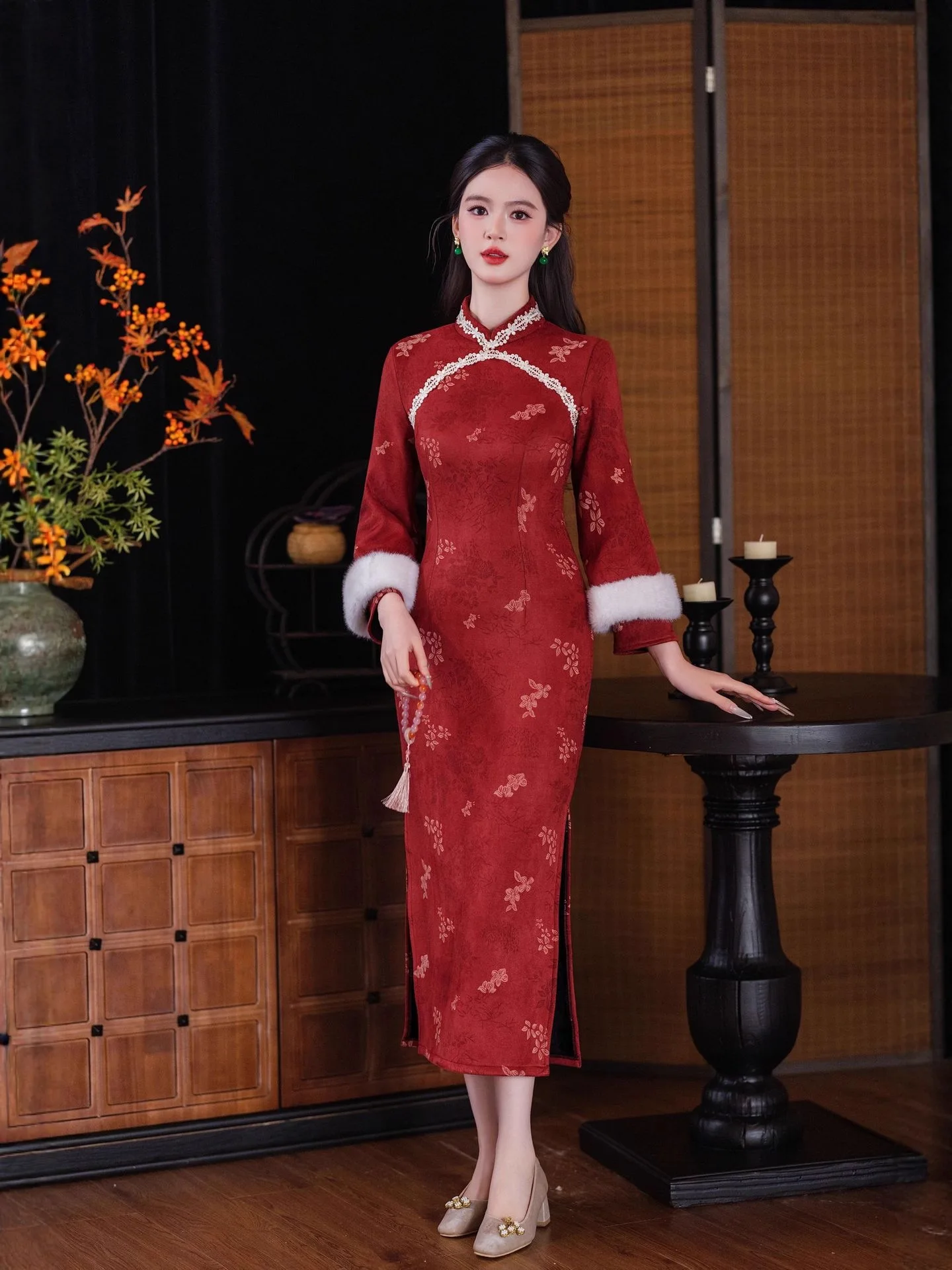 النمط الصيني الجديد تحسين شيونغسام 2025 الشتاء مزاجه النبيذ الأحمر فستان سميك اليومية شيونغسام #4