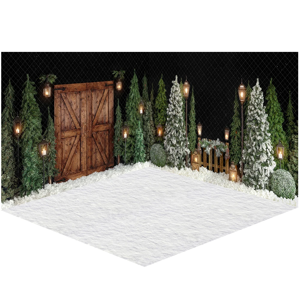 Evening Snowy Holiday Park Backdrops Xmas Kids Photography Props Child Adult Photocall Snowflake Christmas Trees Background