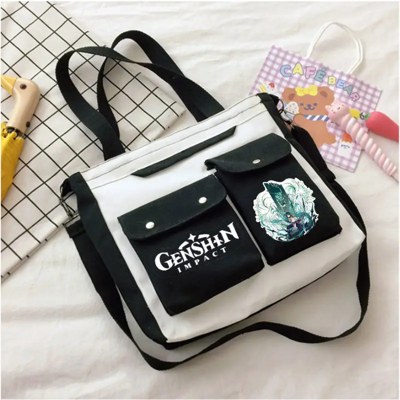 

Mihoyo Genshin Impact Backpack Crossbody Maple Leaf Wanyue Keqing Ins Style Student Cloth Single Double Shoulder Portable B