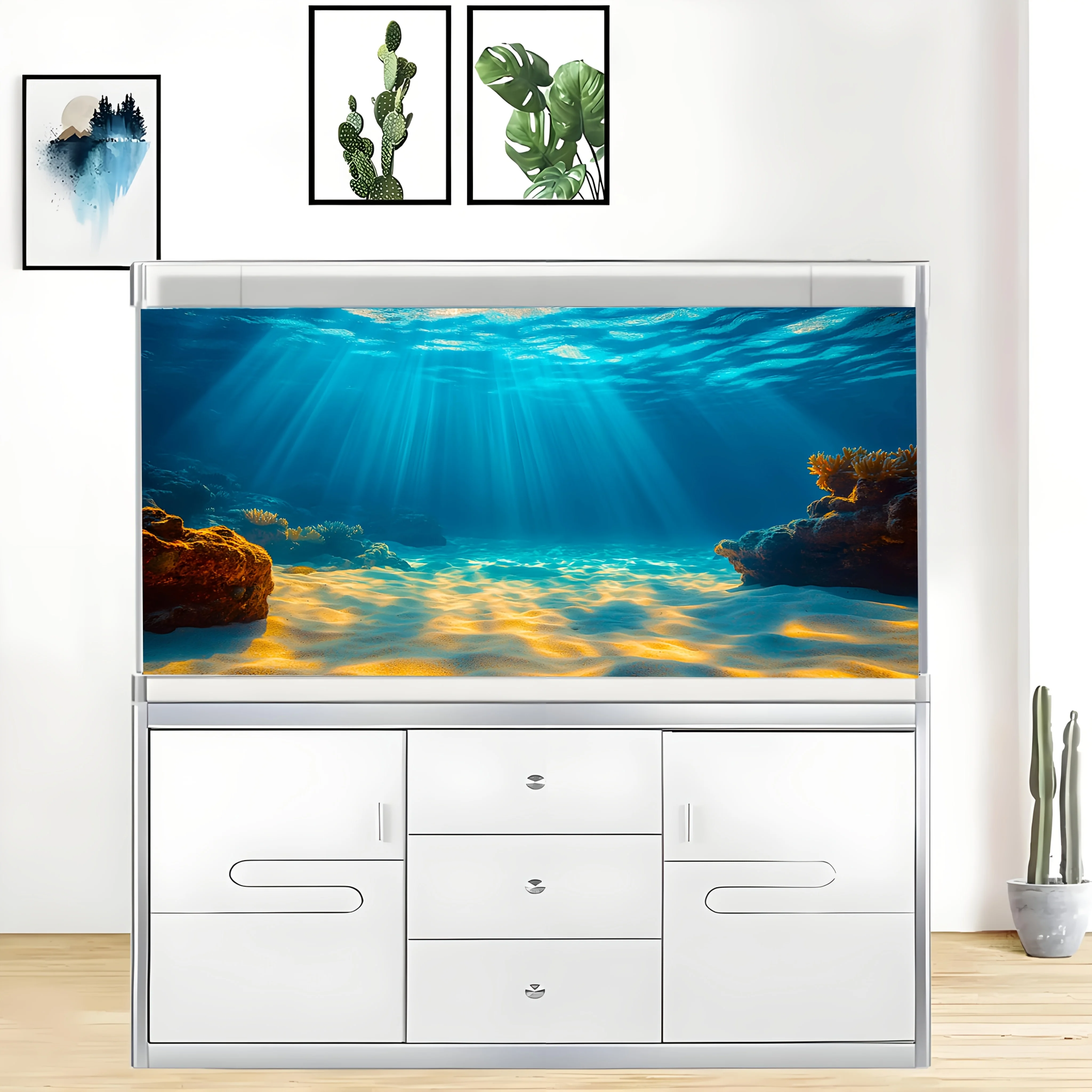 Sunshine Beach, Aquarium-Hintergrundtapete, Aquarium-Aufkleber, geeignet für Aquarien, Aquarien, High Definition – Detail 2