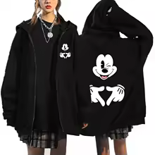 Black Mickey Mouse Men Zipper Hoodie