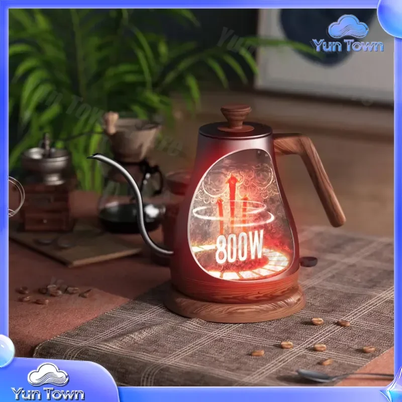 Electric Kettle for Hand Brewed Coffee 1.0L Gooseneck Kettle for Pour Over Coffee Stainless Steel Tea Kettle with Thermometer