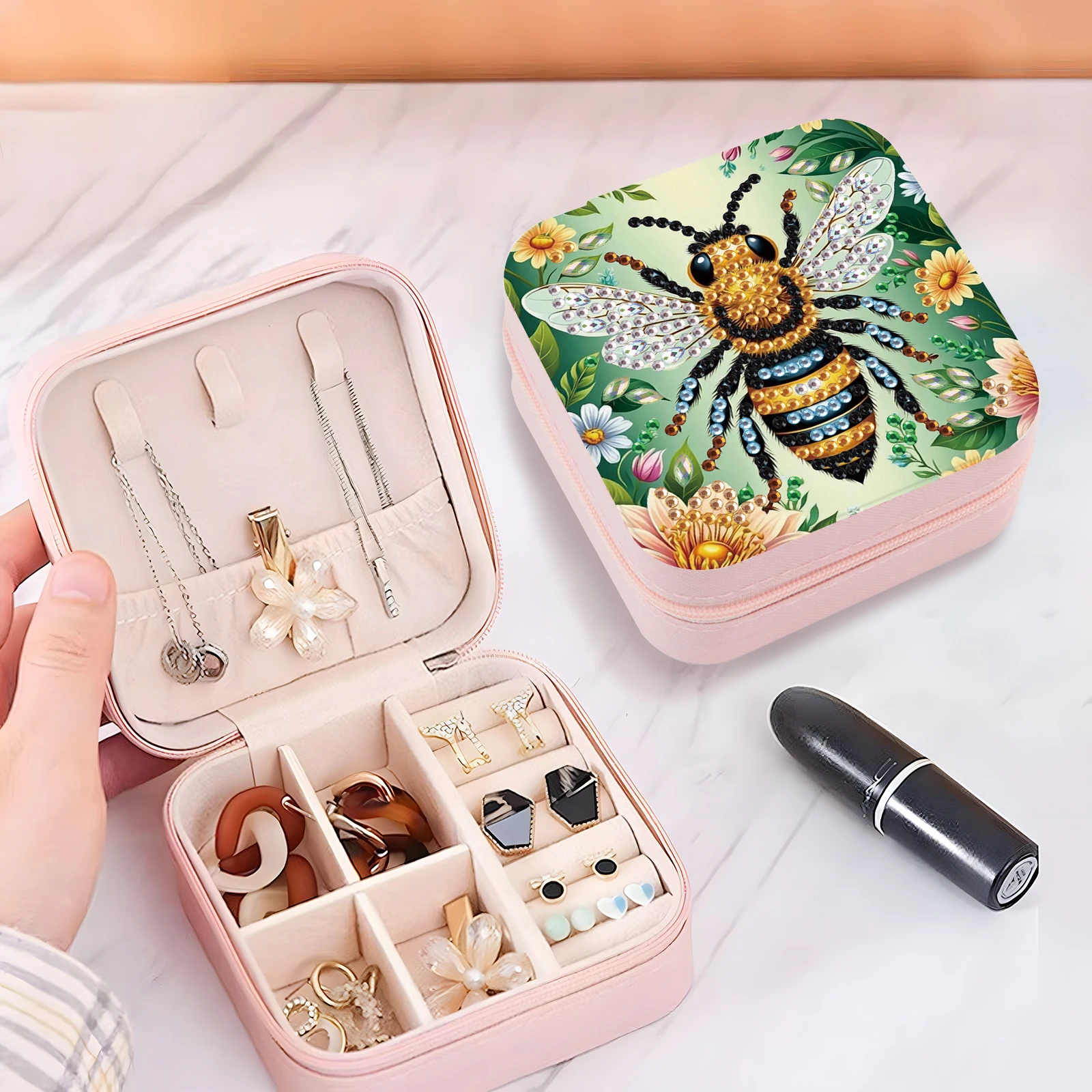 Diamond Painting Jewelry Organizer Box kit,flora and fauna DIY Jewelry Box for Adults,Portable Jewelry Case Jewelry storage Gift - view 6