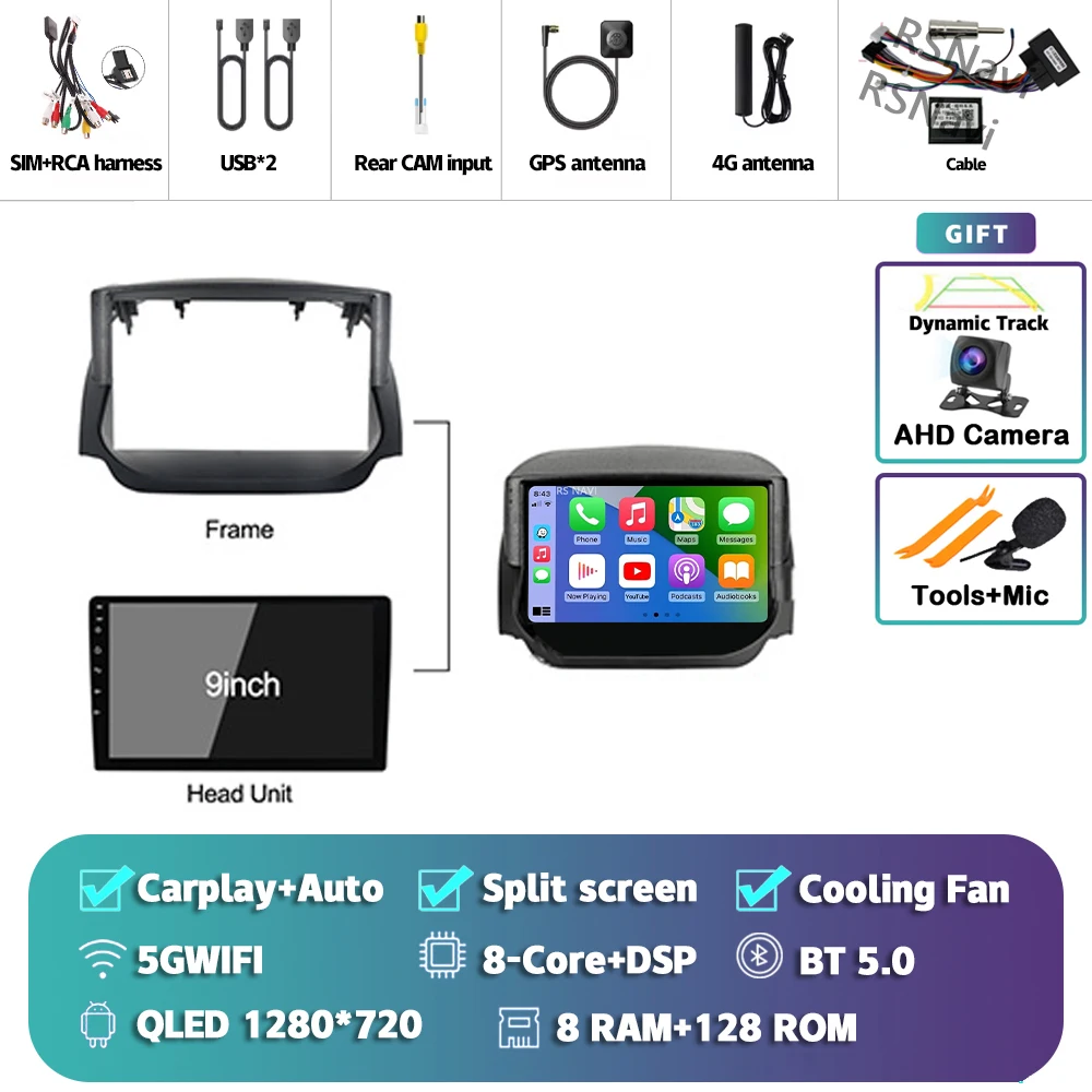 Android 15 Carplay Auto 2 K Scherm Autoradio Multimedia Speler Voor Ford Ecosport 2013-2017 DSP 2din autoradio Stereo Qualcomm