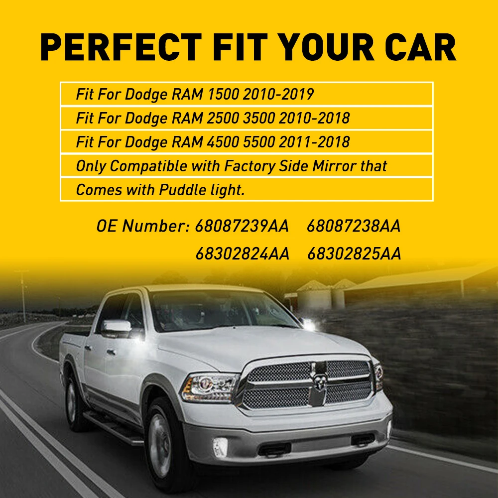 2 قطعة LED الأبيض الجانب مرآة مصباح إشارة ل دودج رام 1500 2500 3500 4500 5500 2010-2019 السوبر مشرق البركة ضوء 12 فولت 68087238A