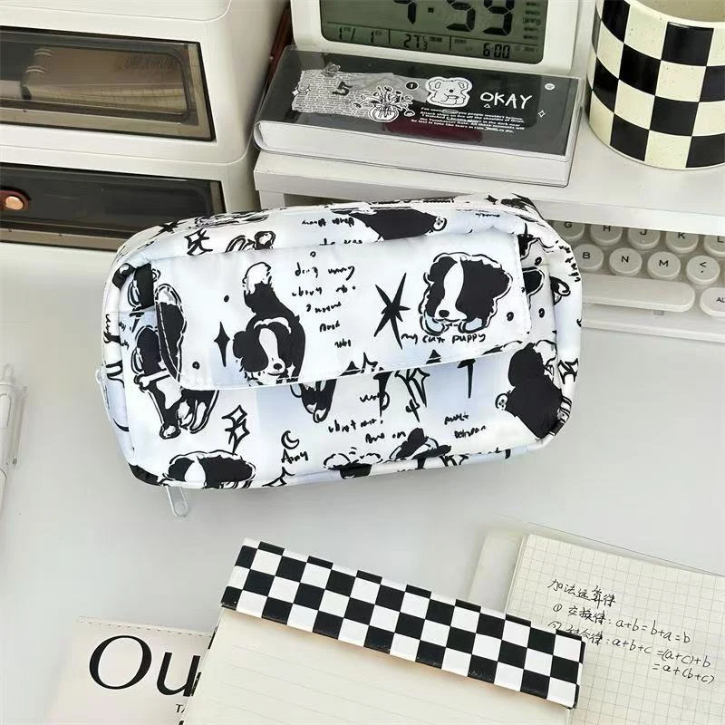 Border Collie Puppy Pencil Case Cute Pencil Bag Large Capacity Stationery Storage Pouch School Supplies Travel Cosmetic Bag