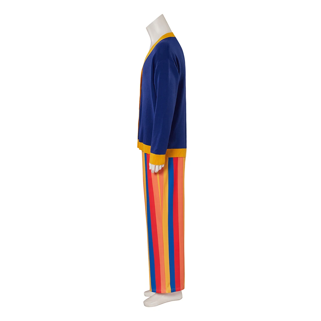 Wally Darling Cosplay Costume Adult Men's Blue Cardigan Rainbow Pants Suit Halloween Costume Outfit