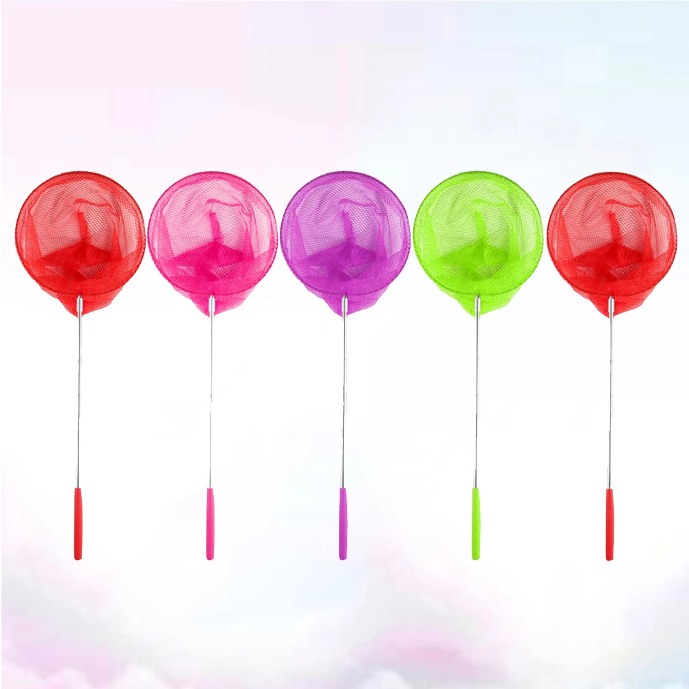 5 pezzi reti cattura insetti per bambini rete da pesca telescopica allungabile in acciaio inossidabile strumento per attività all'aperto colore casuale