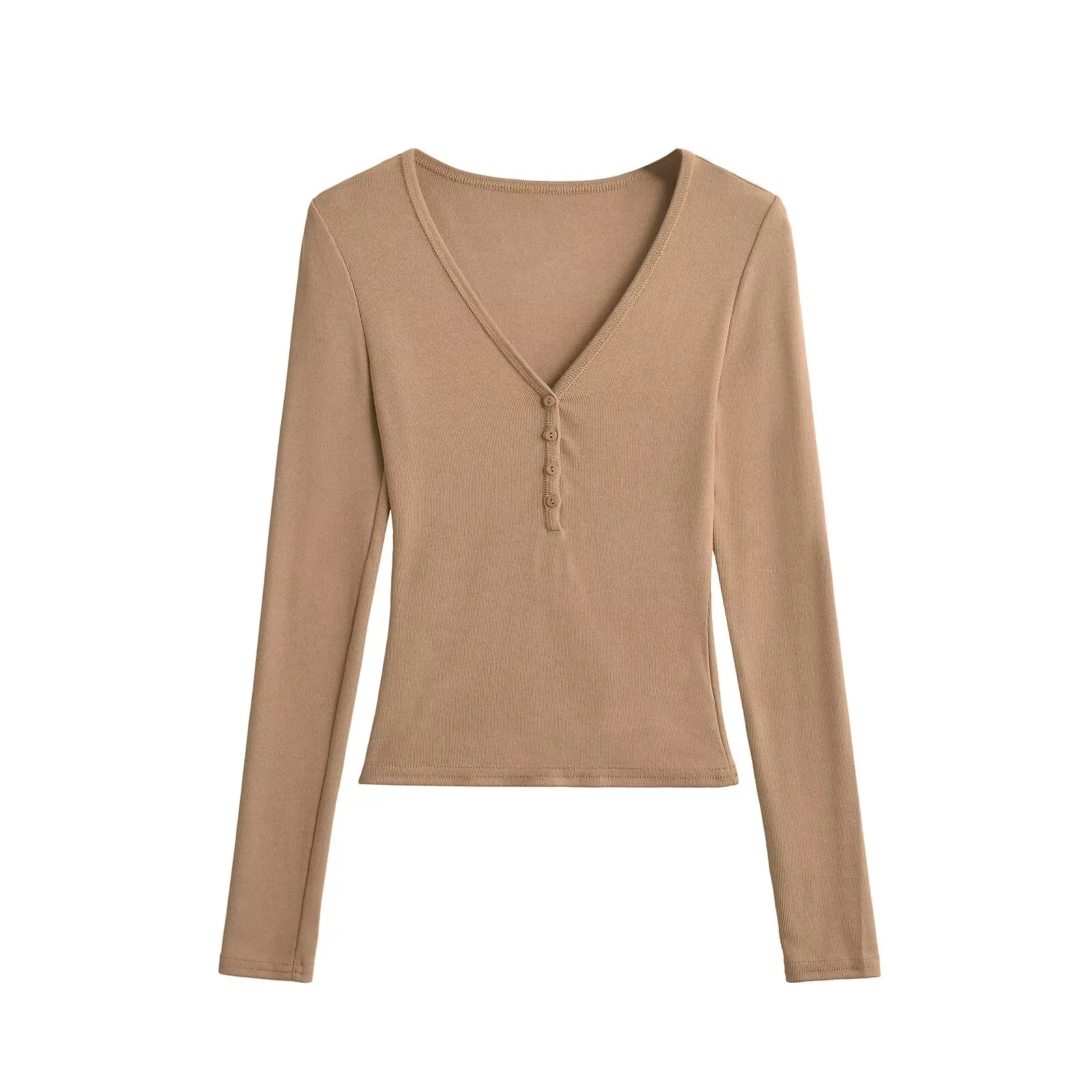 Dimagrante lavorato a maglia lungo Sve V-Ne abbottonato strato base irt American Sle Hot Girl Top facile da indossare Street Sle Spring