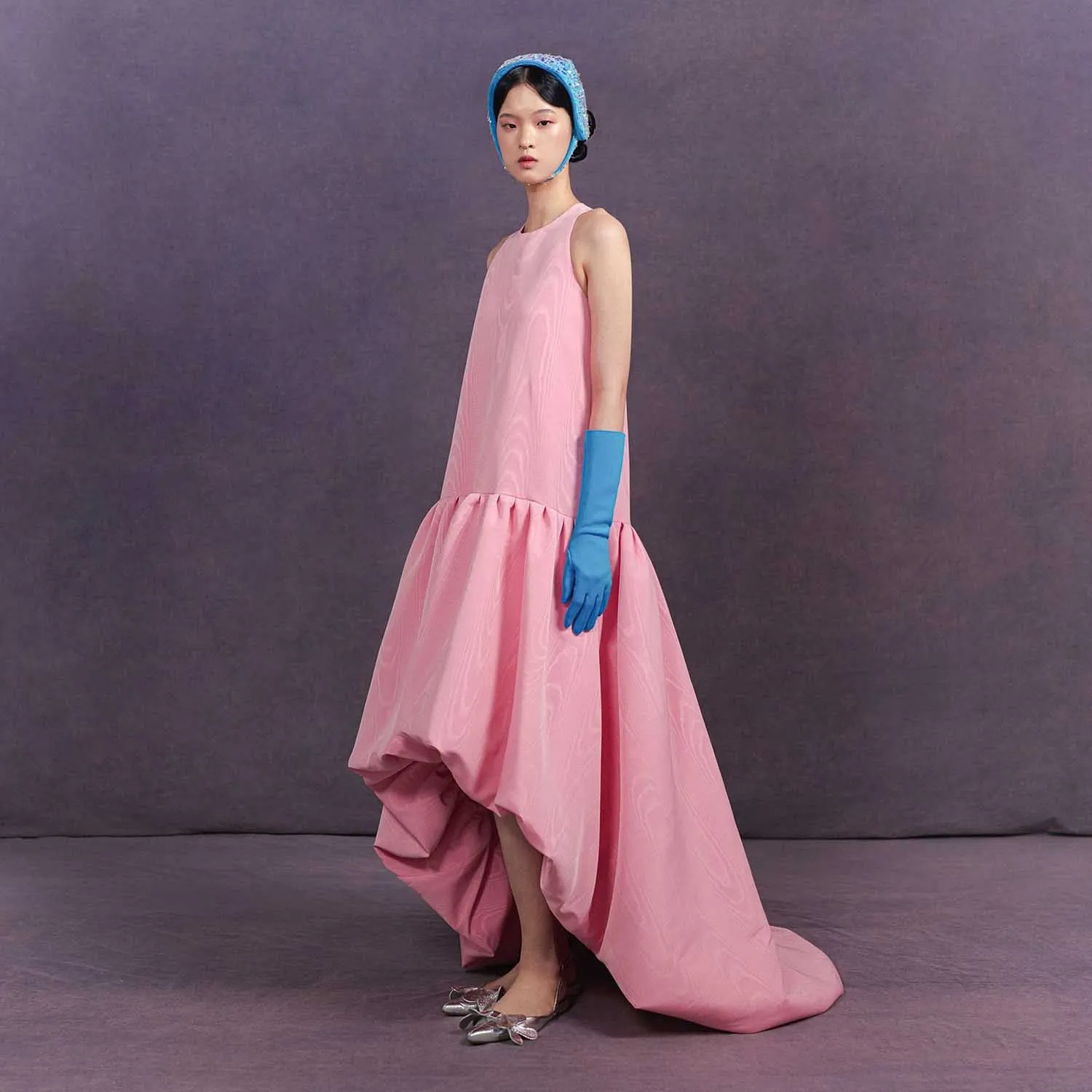 Haute Couture Pink Long Evening Dresses Simple Fashion High Low Taffeta Women Prom Party Dress شارون سعيد Oversize Formal Gowns