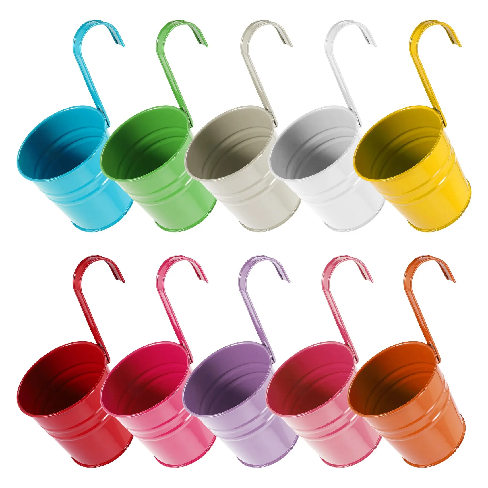 10 Piece 13Cm Balcony Pot Flower Pot Hanging Pot Balcony Garden Pots Wall Planter With Mini Tool-VVBC