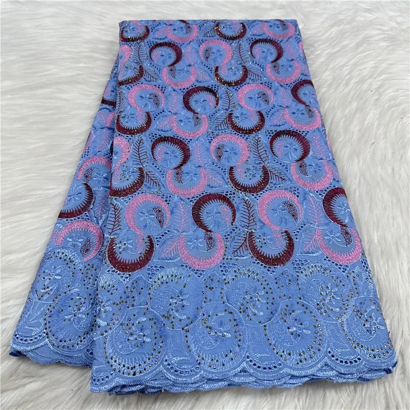 

5-ярдовая тяжелая вышивка бисером, африканская 100% хлопчатобумажная ткань премиум-класса, высокое качество, швейцарская вуаль, кружево, популярный стиль Дубая 18L1182903