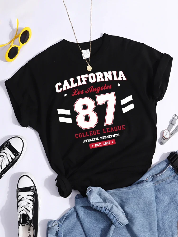 Los Angeles, California Est.1997 Street Letter T-Shirt Loose Round Neck Tee Shirt Harajuku Hipster T-Shirts Fashion Women Tshirt