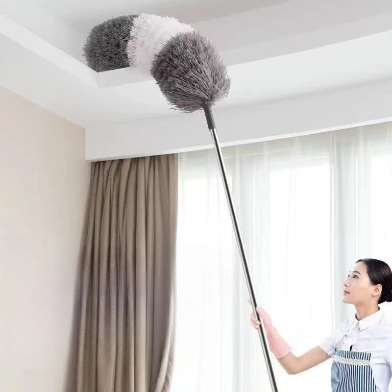

2.8M Stainless Steel Retractable Duster Chenille Dust Mop Extended Telescopic Feather Duster Multifunctional Home Cleaning