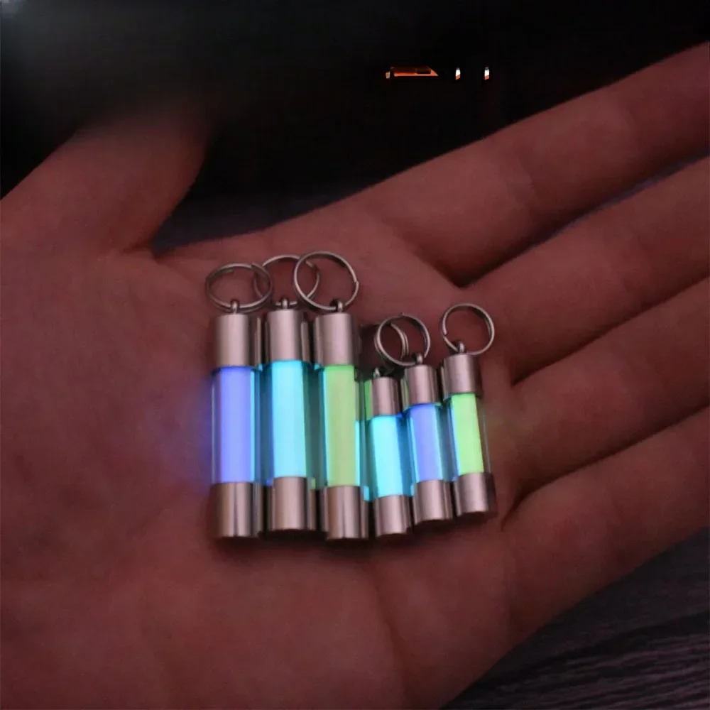 Luminous tube pendant keychain simple luminous pendant made of stainless steel and glass material