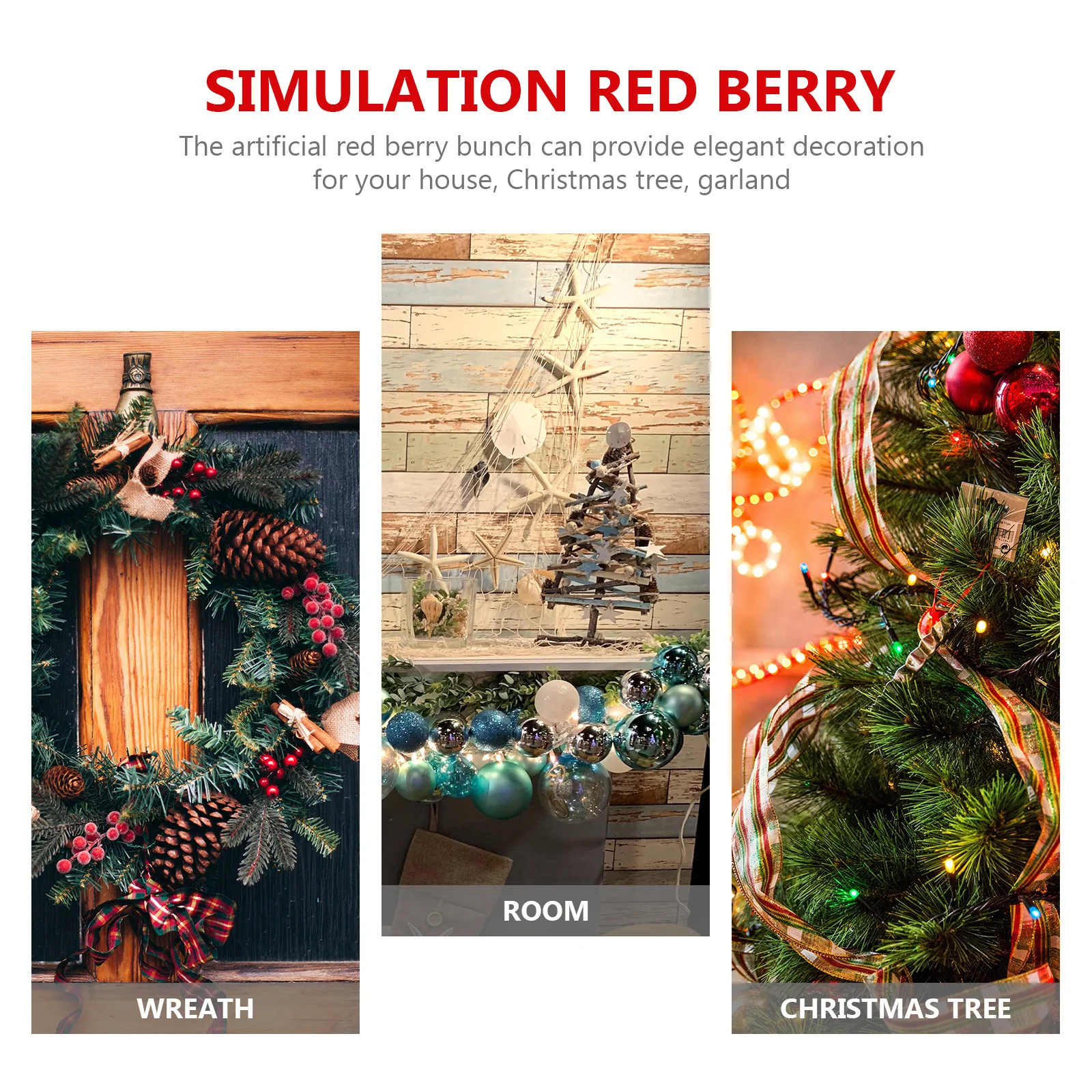 

20Pcs Simulation Red Berry Branches for Christmas Home Party Decorations Artificial Flower Ornaments Xmas Berry Stems