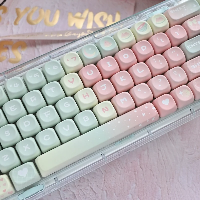 Watermelon Theme Keycaps Set PBT Sublimation MOA Profile Keycaps for Mechanical Keyboard Accessories Cute Custom Keybaord Caps