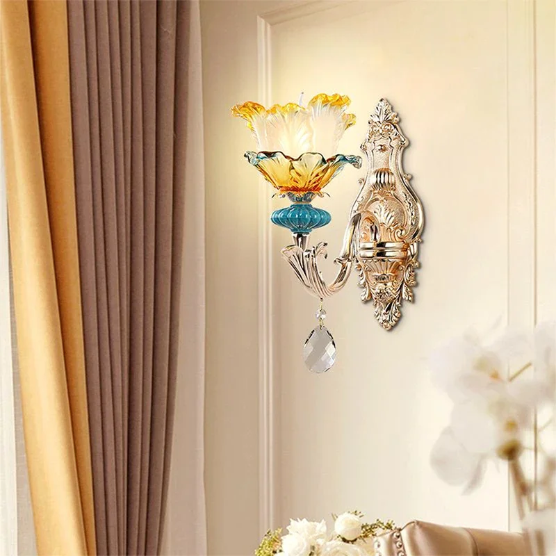RONIN Luxury Crystal Wall Lamp European Living Room Bedroom Bedside Lamp Background Wall Corridor Villa Hotel Lighting image 4