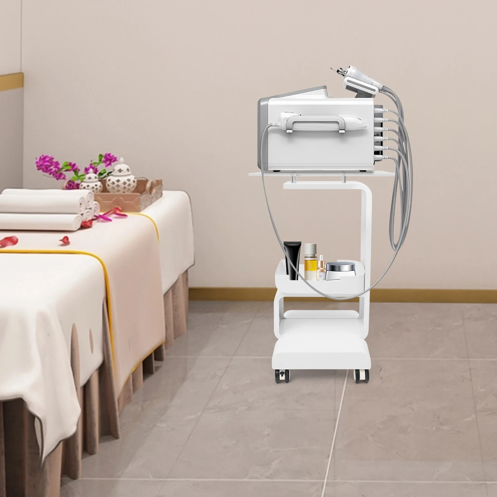 15 كجم/33LBS صالون المتداول عربة تسوق 76 سنتيمتر/30In سبا صالون تجميل معدات التخزين حامل آلة المنظم عربة سبا