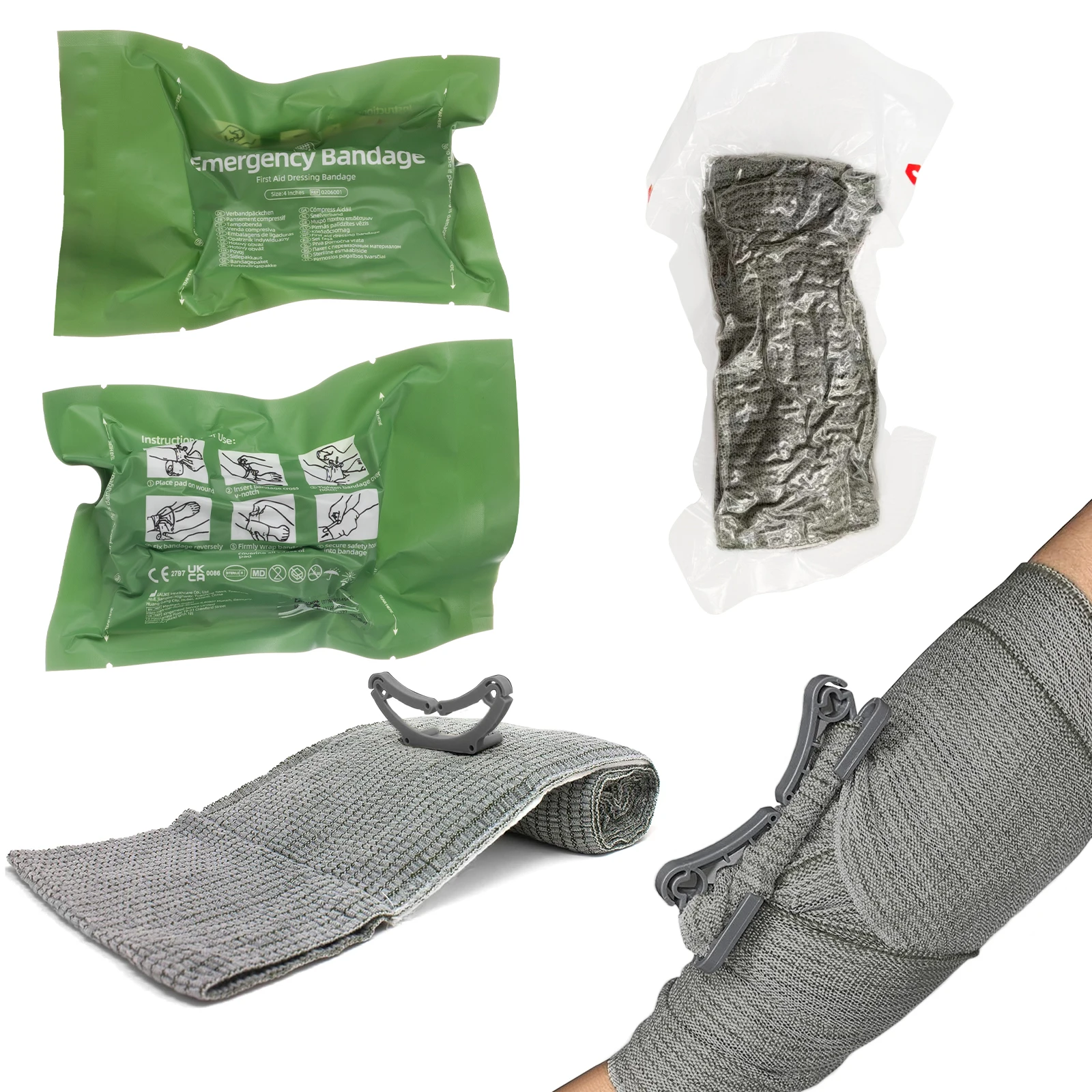 4inch Trauma Compression Bandage, Tactical First Aid Dressing for Outdoor Camping Hiking Emergency Kit Medical IFAK Supplies